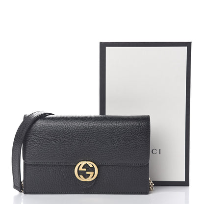 Gucci Dollar Calfskin Interlocking G Chain Wallet Black 14 of 14