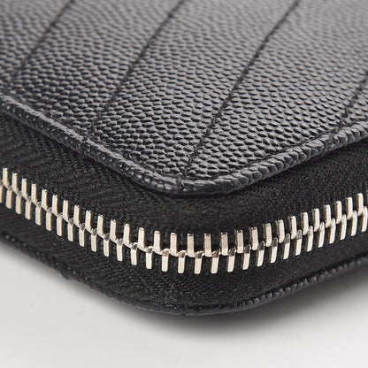 Saint Laurent Grain De Poudre Matelasse Chevron Monogram Zip Around Wallet Black 10 of 12