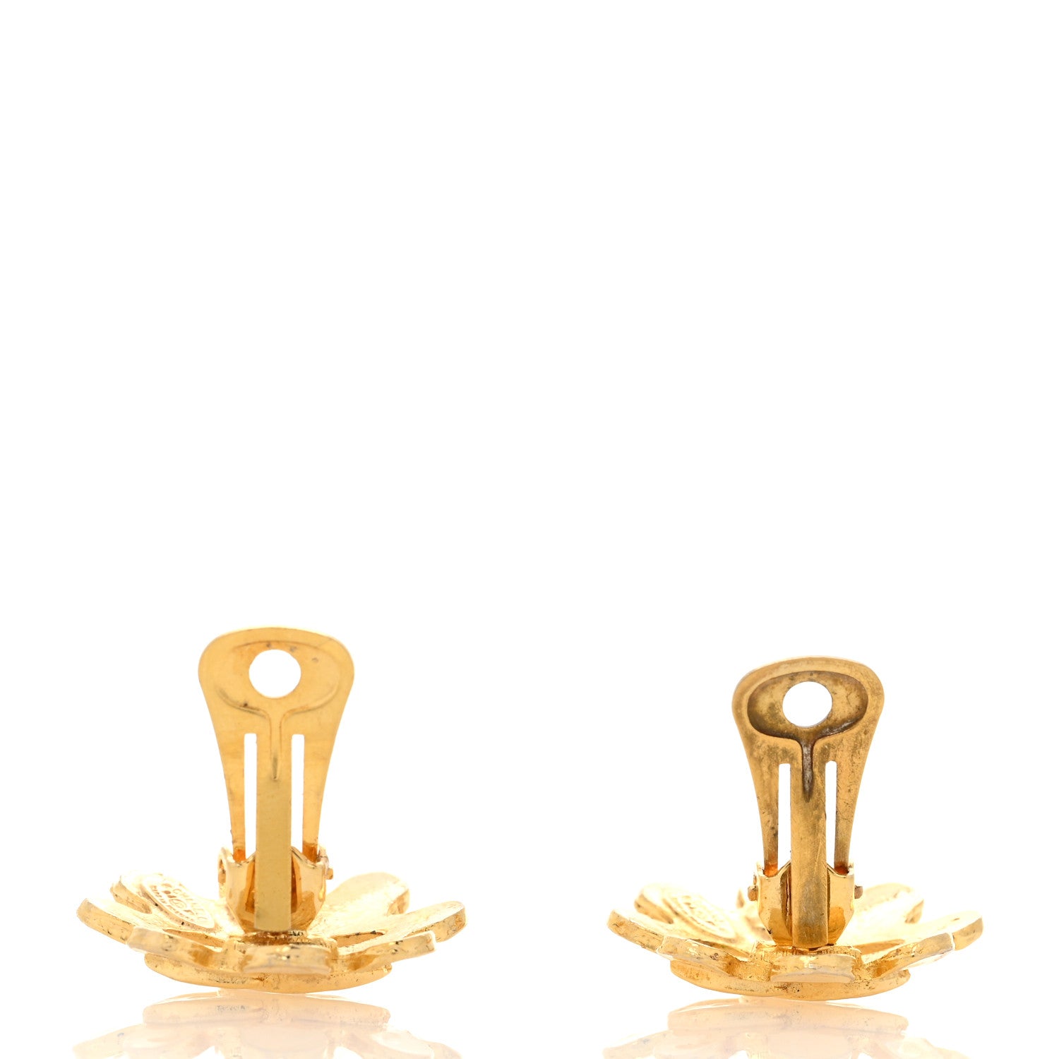 Chanel Metal Flower CC Clip On Earrings Gold 3 of 4