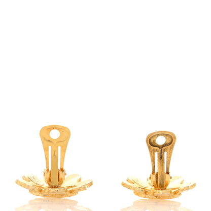 Chanel Metal Flower CC Clip On Earrings Gold 3 of 4