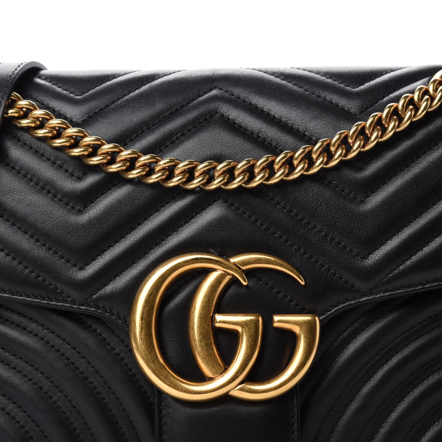 Gucci Calfskin Matelasse Medium GG Marmont Shoulder Bag Black 17 of 17