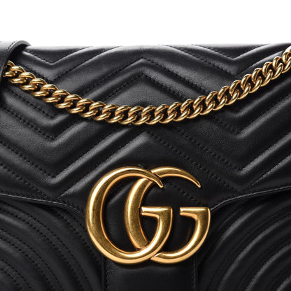 Gucci Calfskin Matelasse Medium GG Marmont Shoulder Bag Black 17 of 17