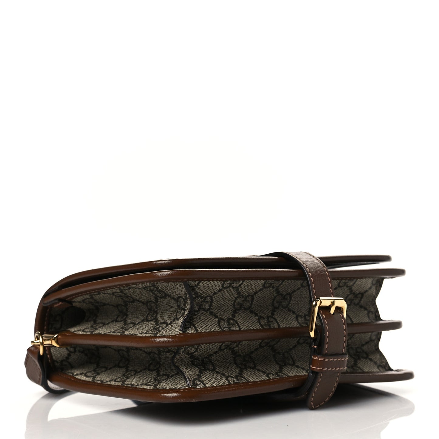 GG Supreme Monogram Azalea Calfskin Mini Retro Interlocking G Flap Shoulder Bag Beige Ebony Brown Sugar