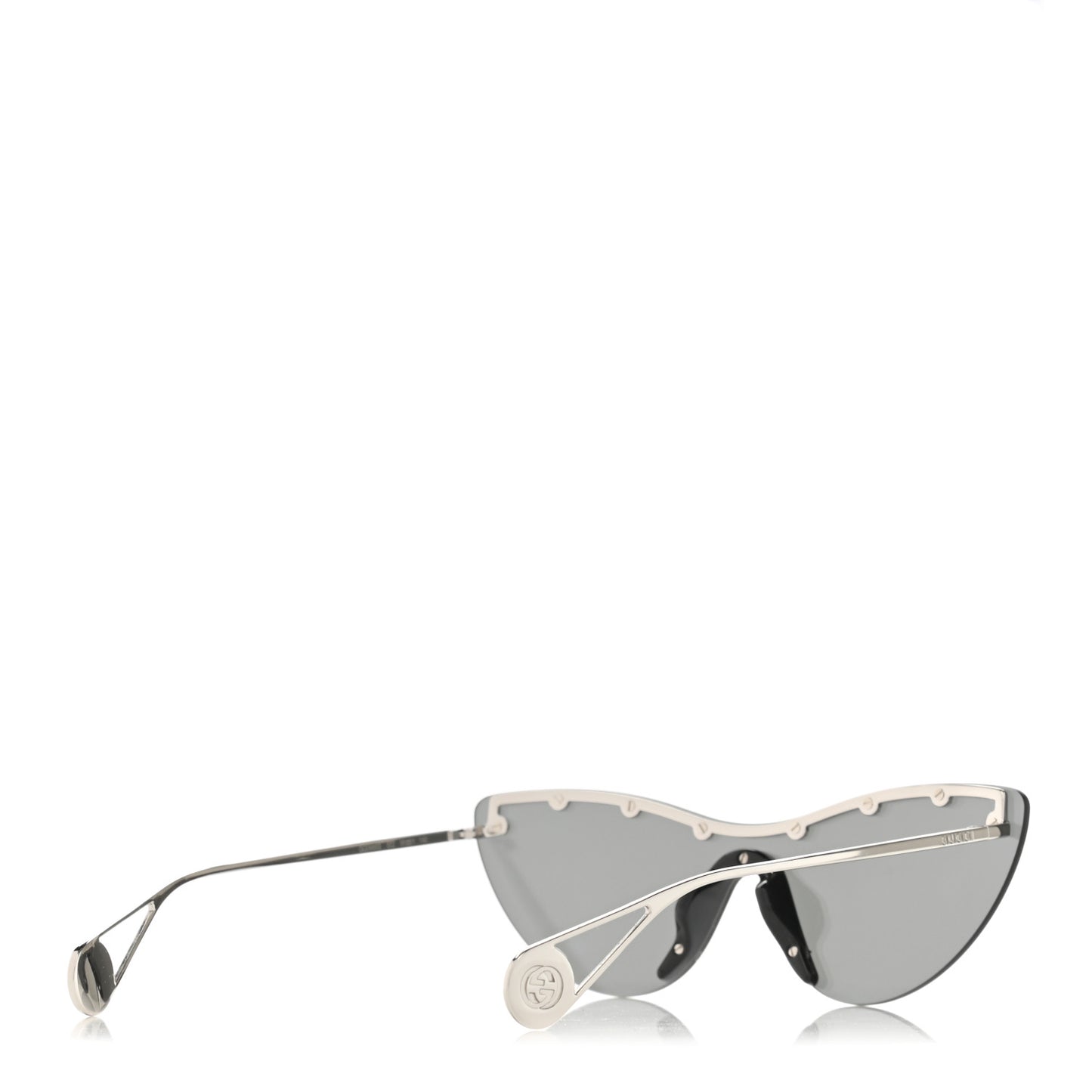 Metal Rimless Star Studded 90mm Cat Eye GG0666S Sunglasses Mirror Silver