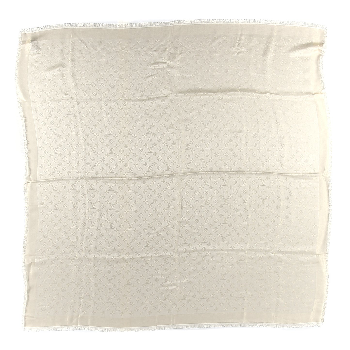 Silk Lurex Wool Monogram Shine Shawl White
