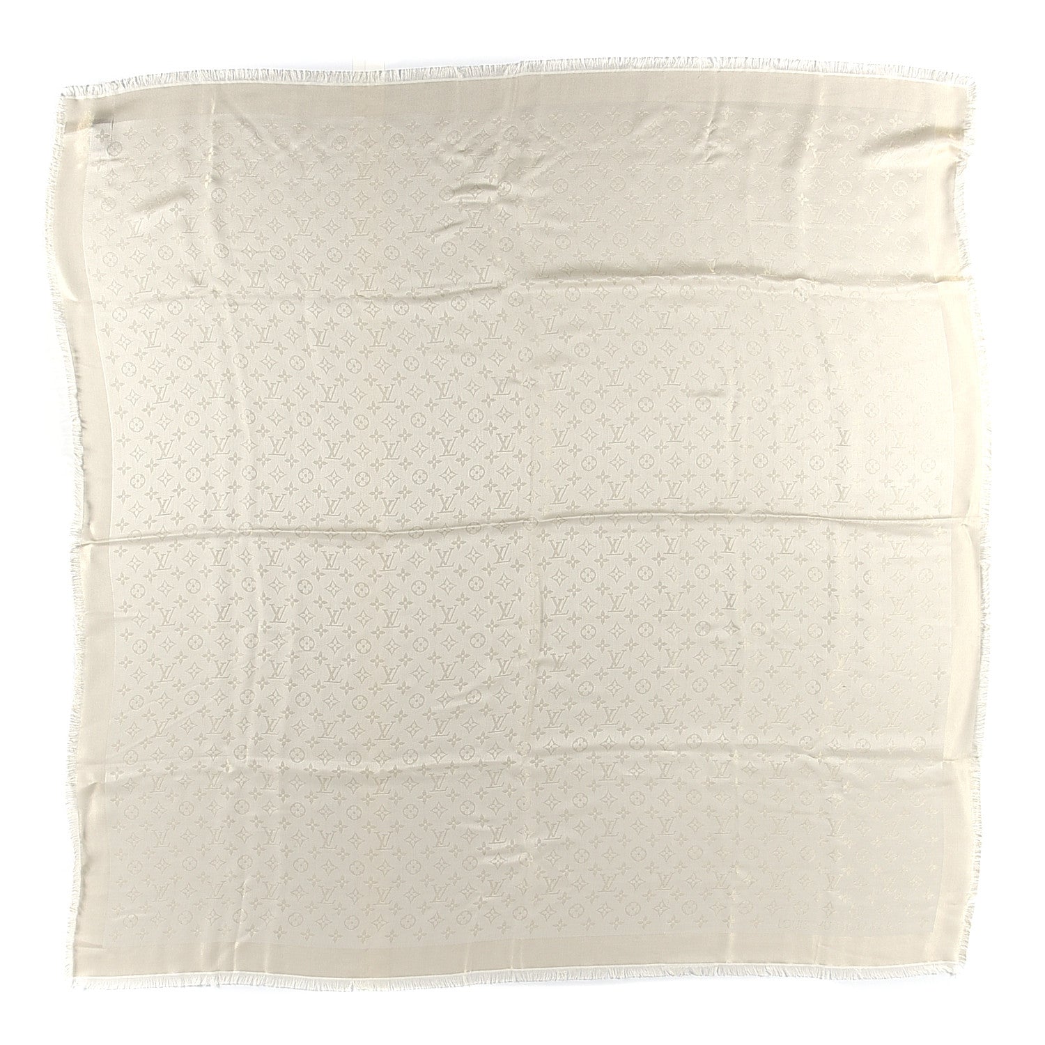 Louis Vuitton Silk Lurex Wool Monogram Shine Shawl White 1 of 3