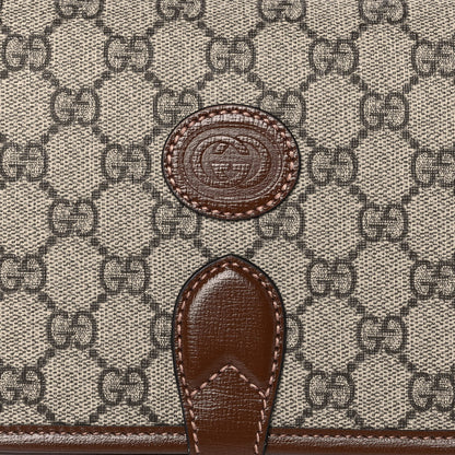 Gucci GG Supreme Monogram Azalea Calfskin Mini Retro Interlocking G Flap Shoulder Bag Beige Ebony Brown Sugar 10 of 12