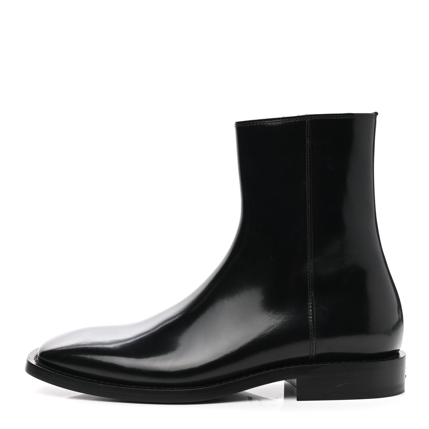 Polished Calfskin Rim Boots 39 Black