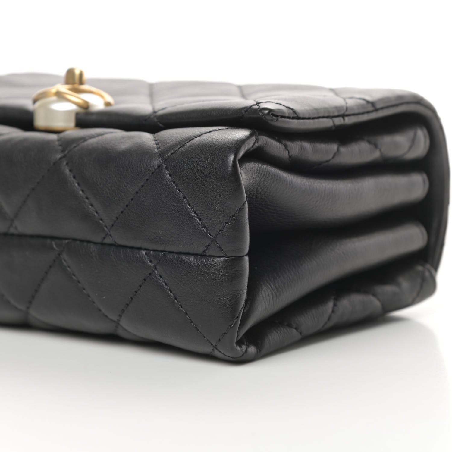 Chanel Calfskin Quilted Accordion Pearl CC Flap Bag Black 10 of 13