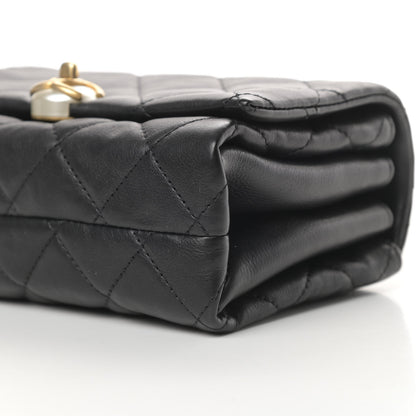 Chanel Calfskin Quilted Accordion Pearl CC Flap Bag Black 10 of 13
