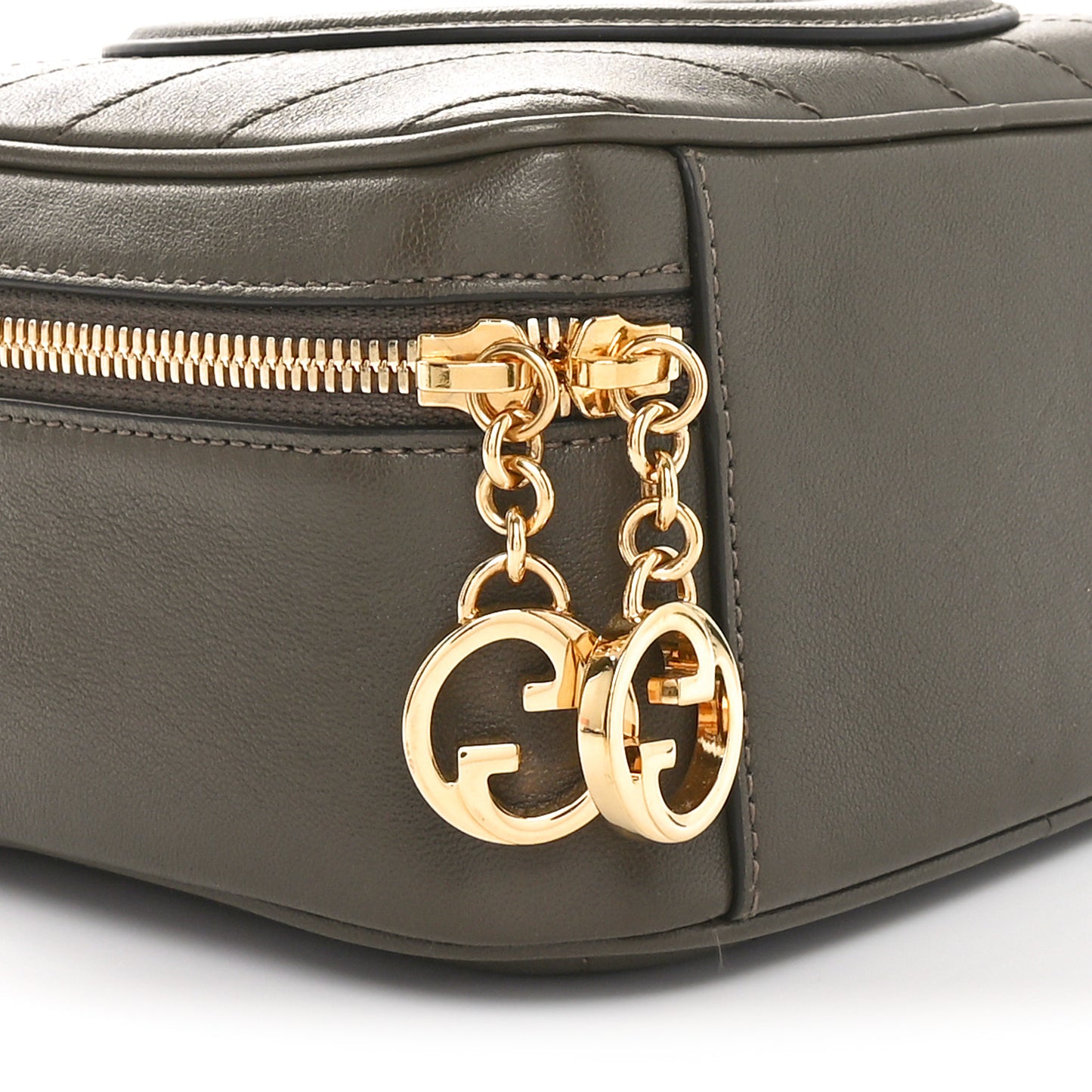 Sakai Be Green Calfskin Diagonal Stitched Blondie Top Handle Bag Craclet Brown