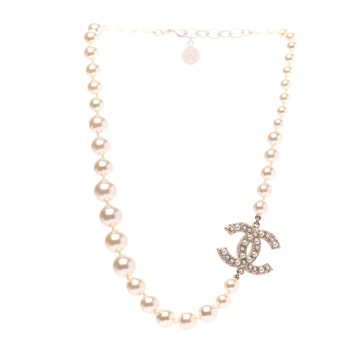 Chanel Pearl CC 100th Anniversary Necklace Light Gold 2 of 4