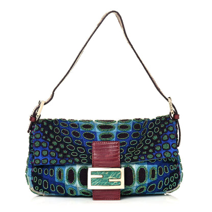 Fendi Lizard Beaded Baguette Blue 1 of 16