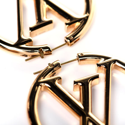 Louis Vuitton Metal Louise Hoop Earrings Gold 3 of 6