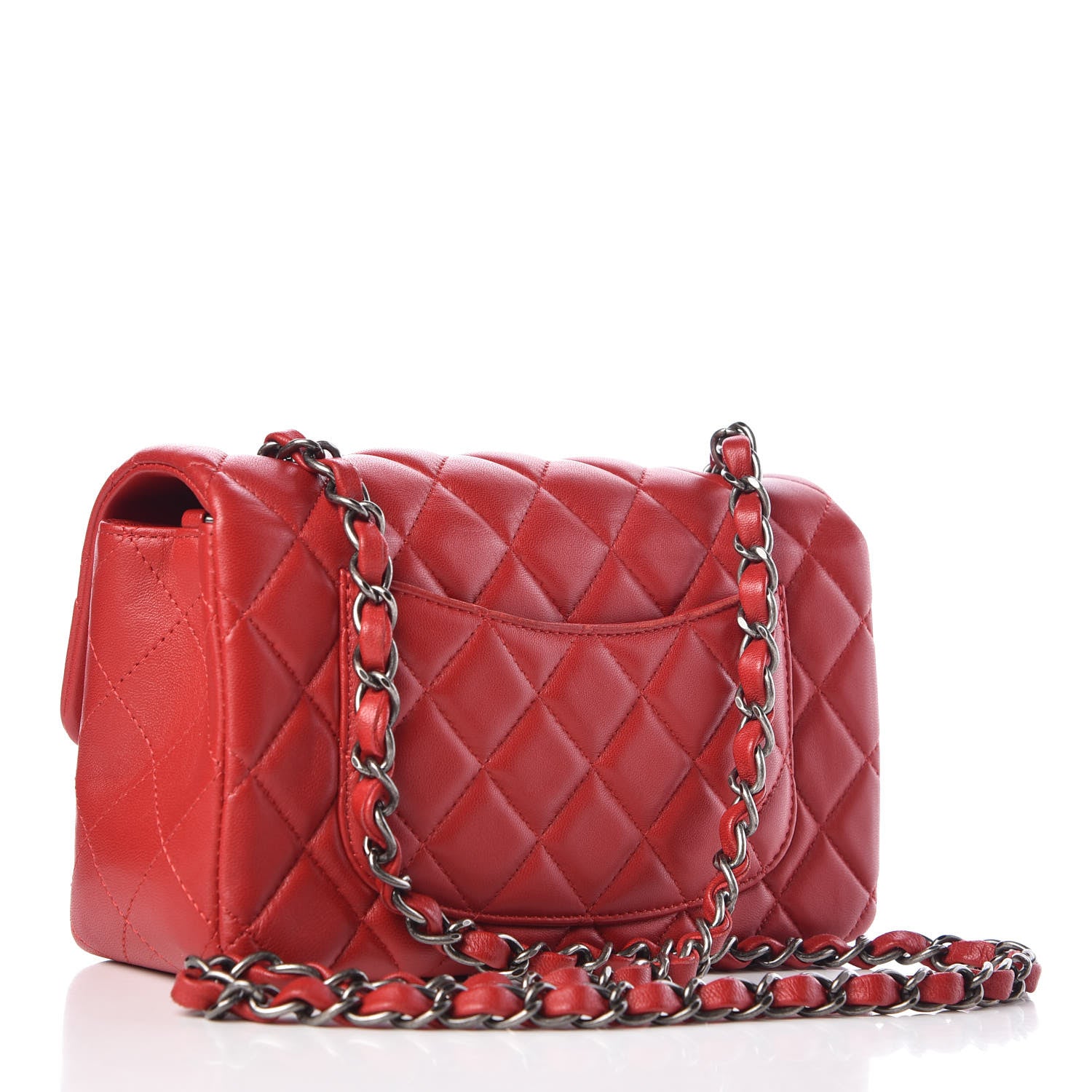 Chanel Lambskin Quilted Mini Rectangular Flap Red 3 of 9