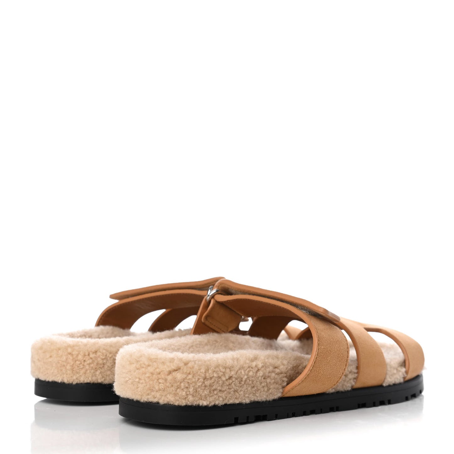 Suede Goatskin Woolskin Womens Chypre Sandals 36 Golden Beige