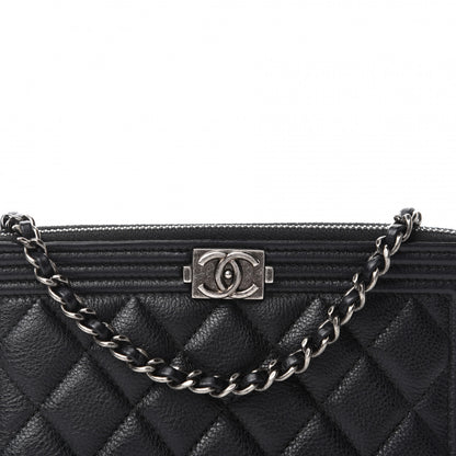 Chanel Calfskin Quilted Small Boy Clutch With Chain Black 11 of 11