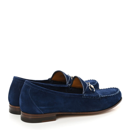 Gucci Suede Calfskin Womens 1953 Horsebit Loafers 39 Cobalt Blue 2 of 10