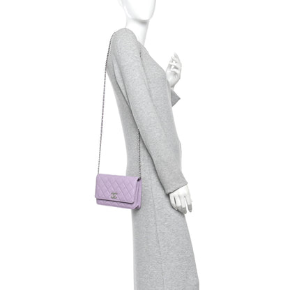 Chanel Caviar Quilted CC Logo Wallet on Chain WOC Purple 2 of 12