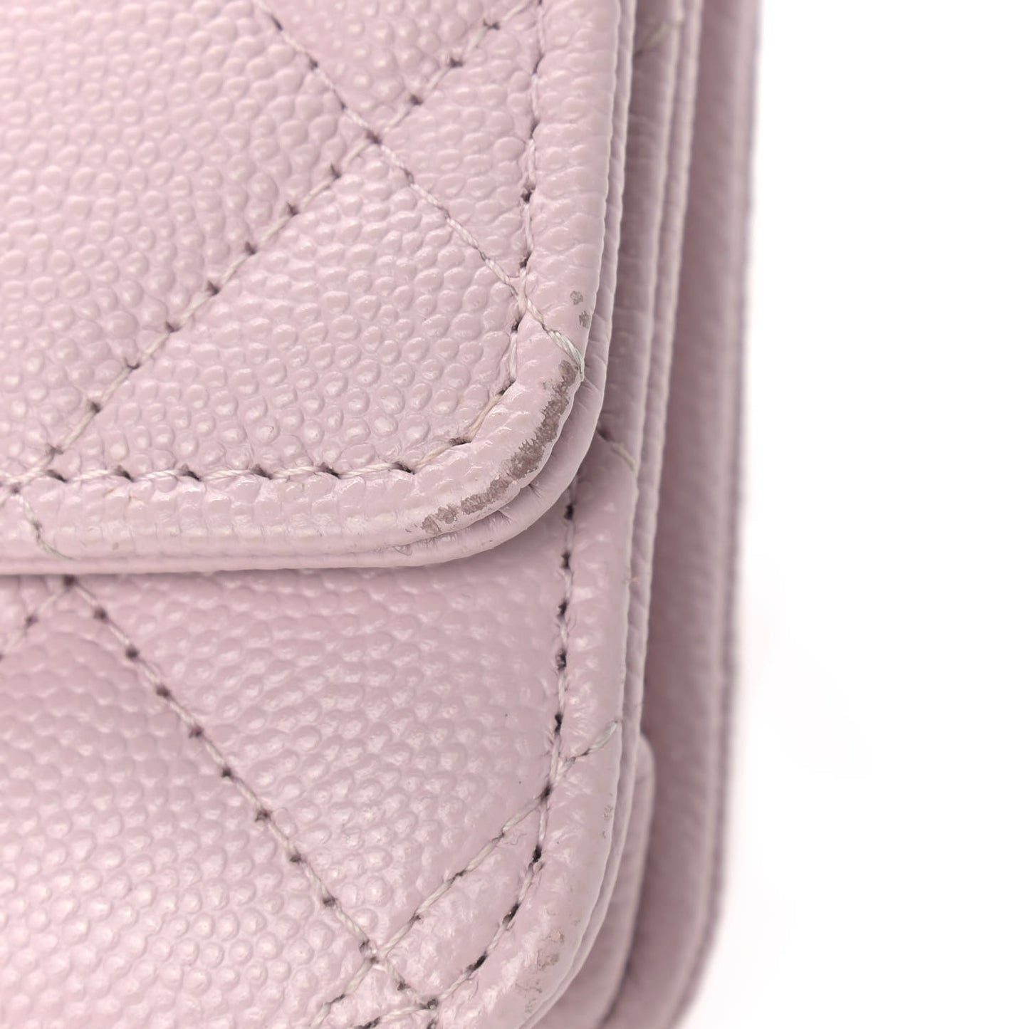 Caviar Quilted Wallet On Chain WOC Light Pink