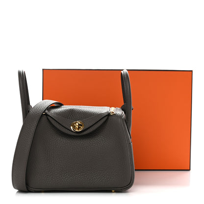 Hermes Taurillon Clemence Mini Lindy 20 Etain 11 of 11