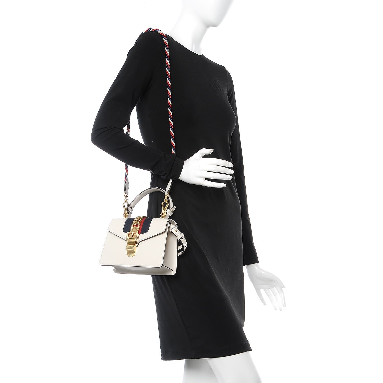 Gucci Calfskin Mini Sylvie Top Handle Bag White 3 of 9