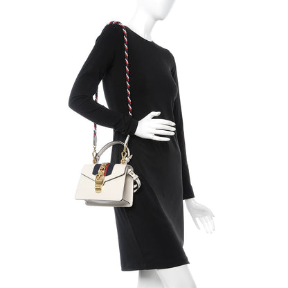 Gucci Calfskin Mini Sylvie Top Handle Bag White 3 of 9