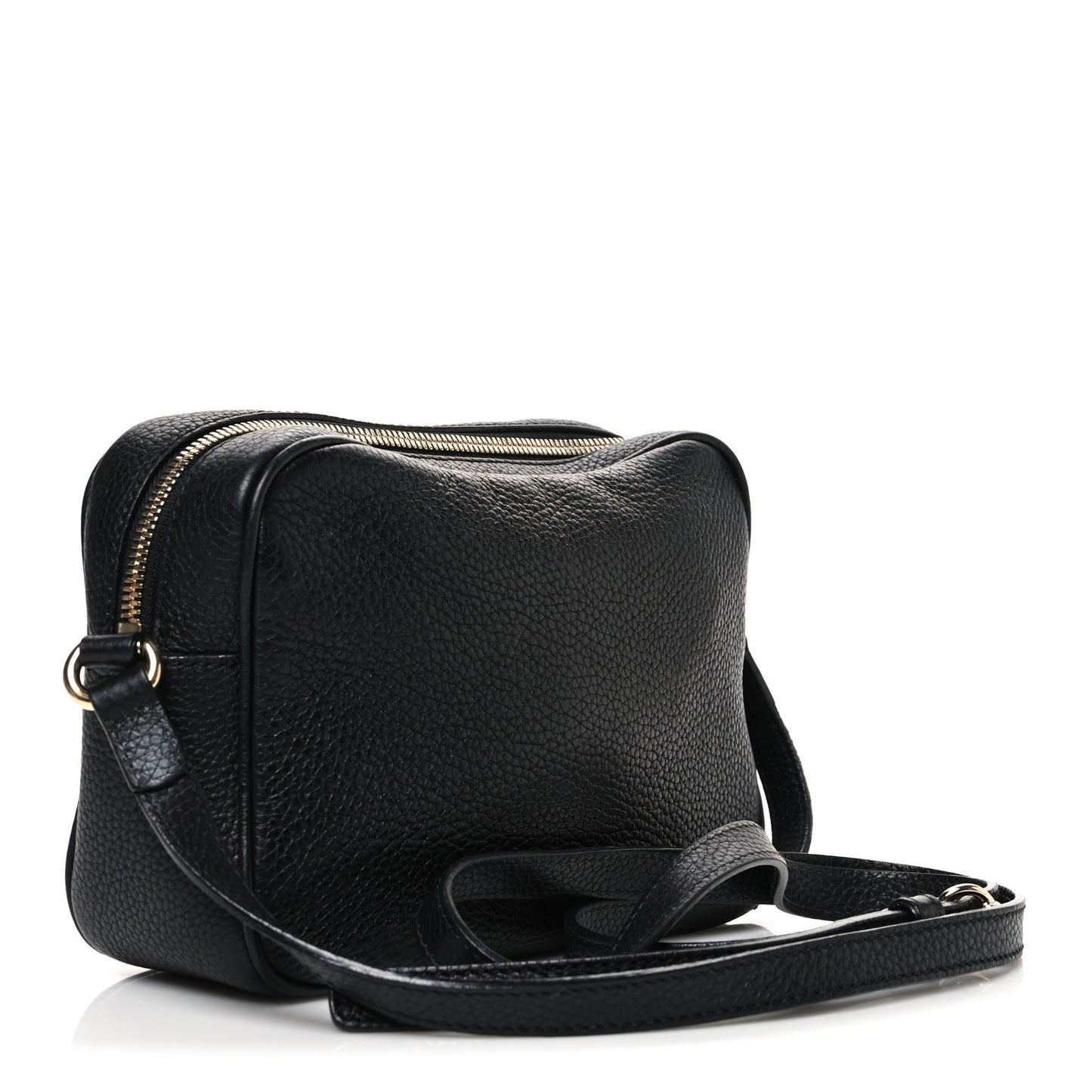 Pebbled Calfskin Small Soho Disco Bag Black