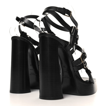 Saint Laurent Calfskin Platz Platform Sandals 38 Black 5 of 10