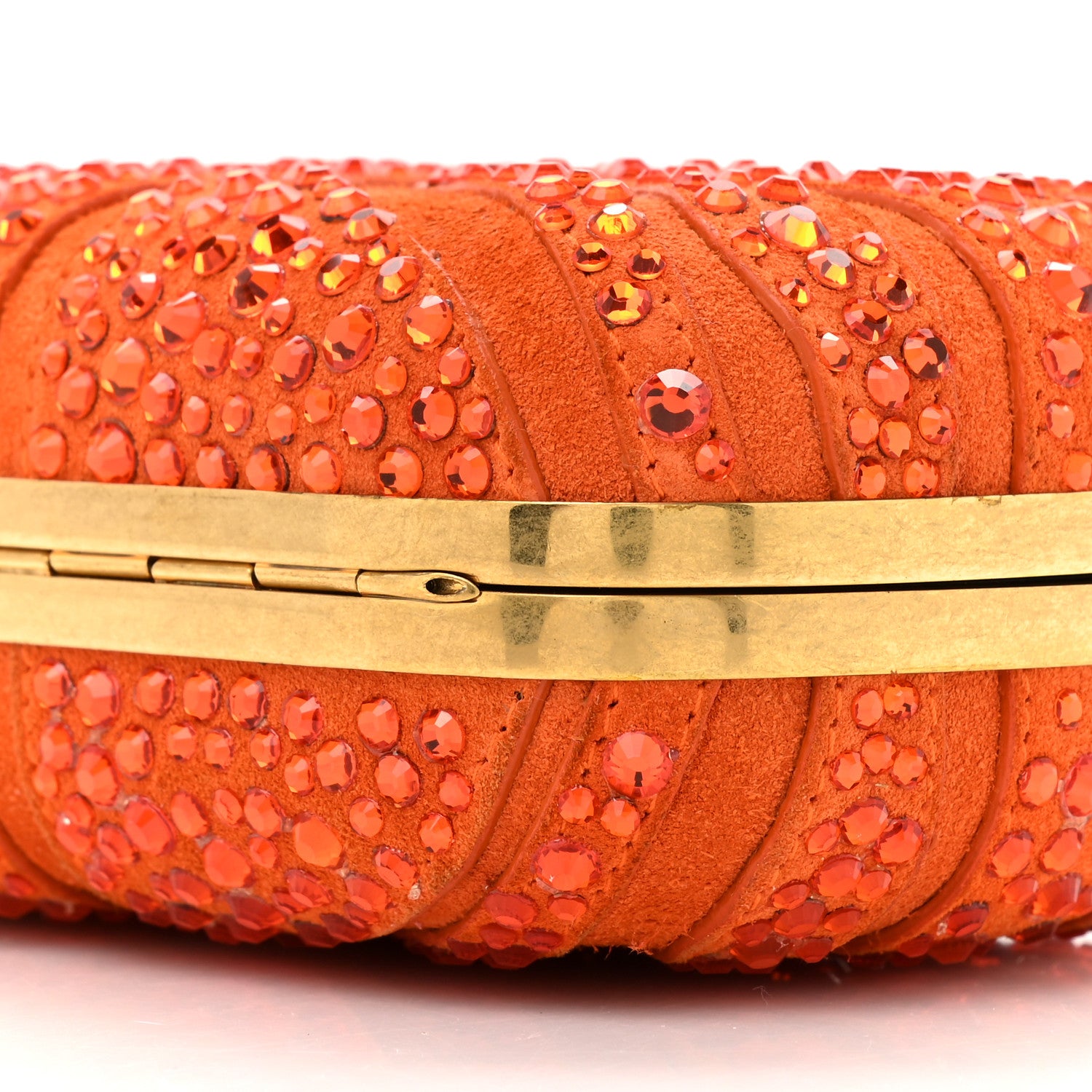 Alexander McQueen Suede Crystal Britannia Skull Box Clutch Orange 9 of 14