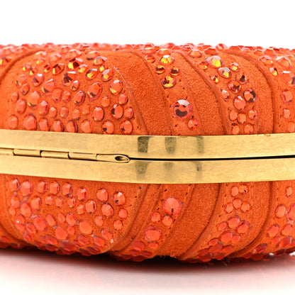 Alexander McQueen Suede Crystal Britannia Skull Box Clutch Orange 9 of 14