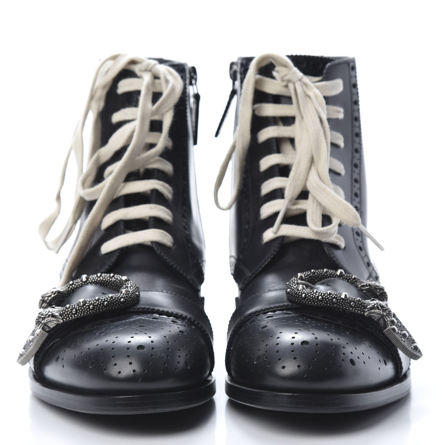 Gucci Calfskin Mens Queercore Brogue Wingtip Boots 6.5 Black 2 of 8