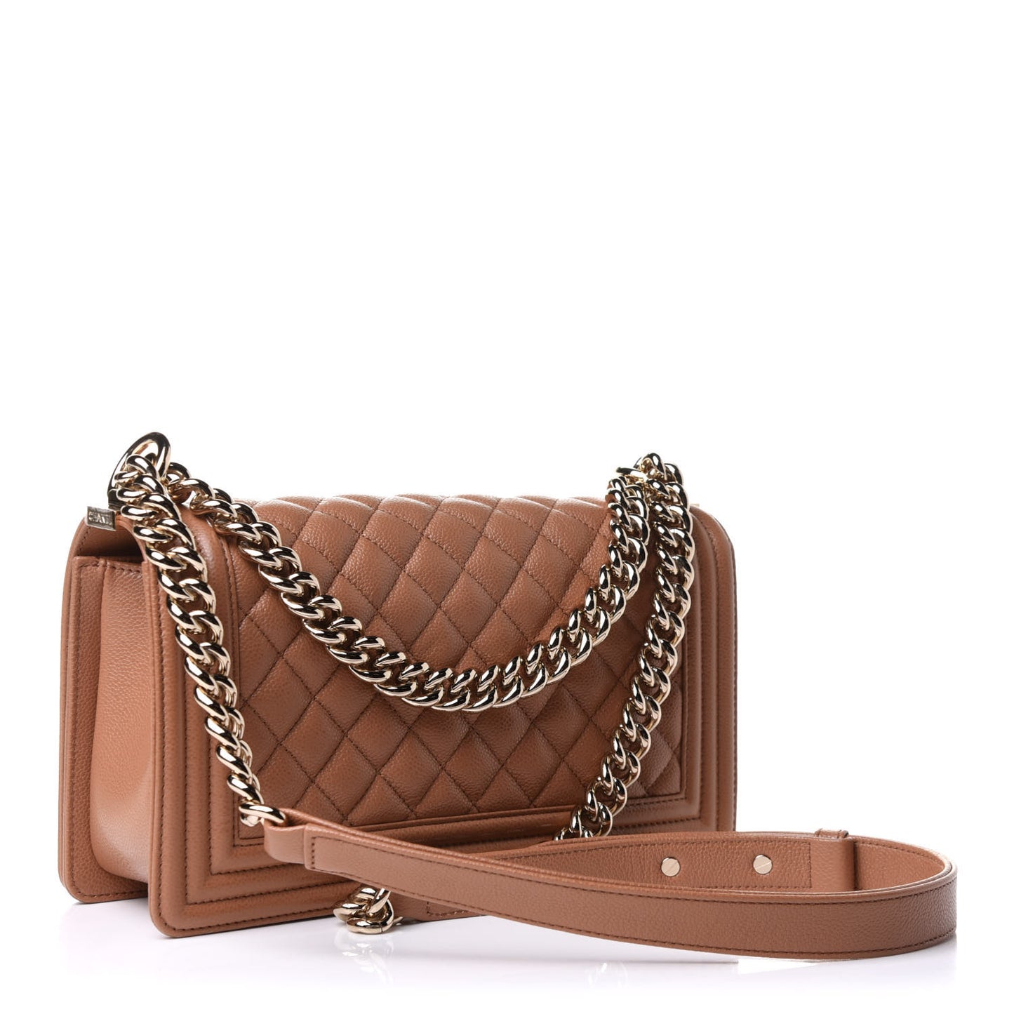 Caviar Quilted Medium Boy Flap Brown