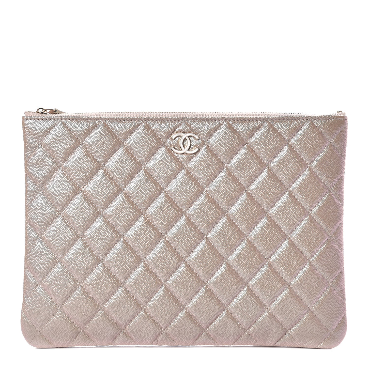 Chanel Iridescent Caviar Quilted Large Cosmetic Case Beige 1 of 8