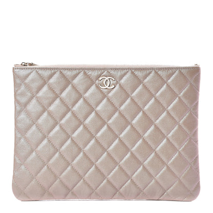 Chanel Iridescent Caviar Quilted Large Cosmetic Case Beige 1 of 8