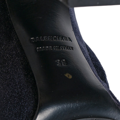 Balenciaga Smooth Velvet Ankle Boots 38 Navy 6 of 6