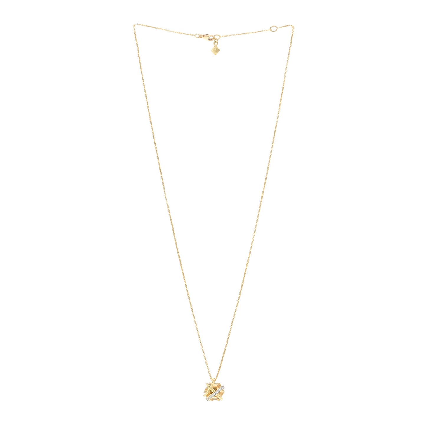 18K Yellow White Gold Diamond Champagne Citrine 10mm Cable Wrap Necklace