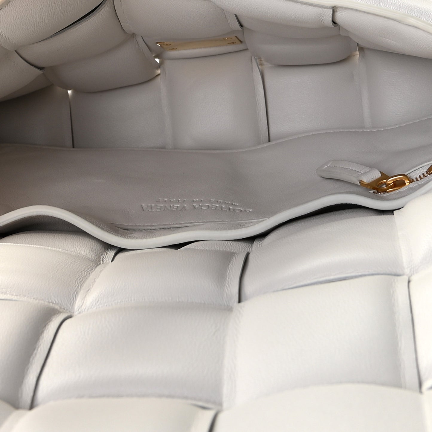 Nappa Maxi Intreccio Padded Cassette Crossbody Bag Chalk