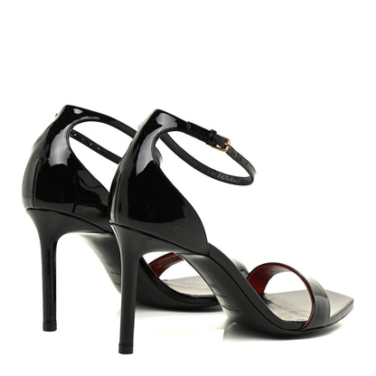 Saint Laurent Patent Calfskin Amber 105 Ankle Strap Sandals 38.5 Black 4 of 16