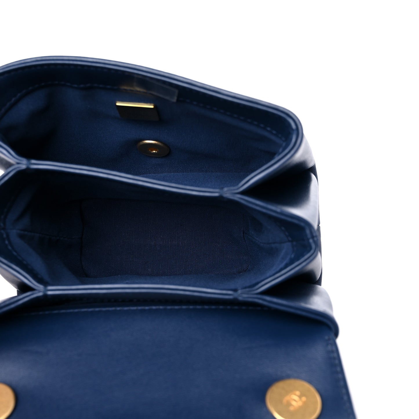 Calfskin Quilted Pearl Jewel Chain Flap Navy