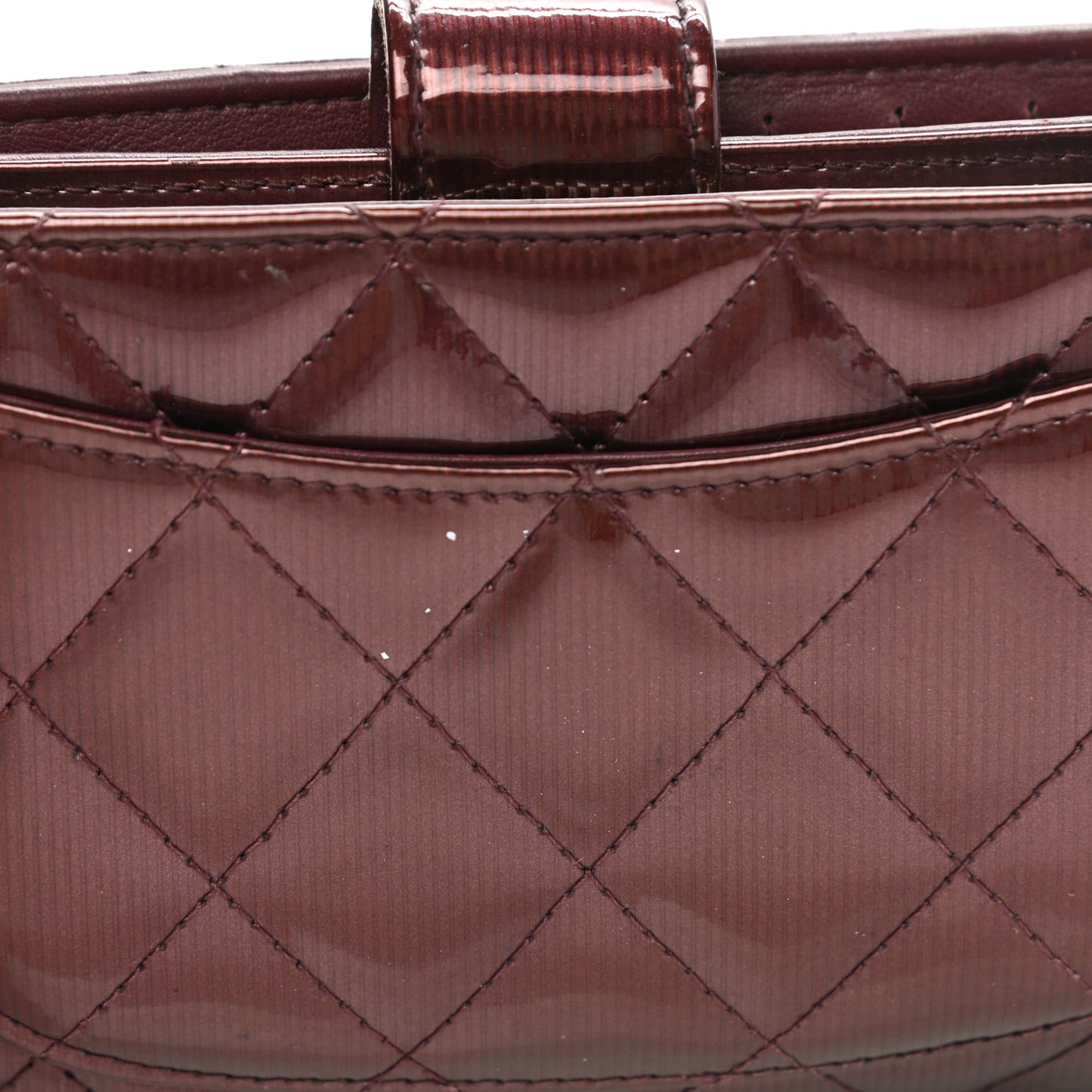 Patent Quilted Zip Pocket Wallet Burgundy
