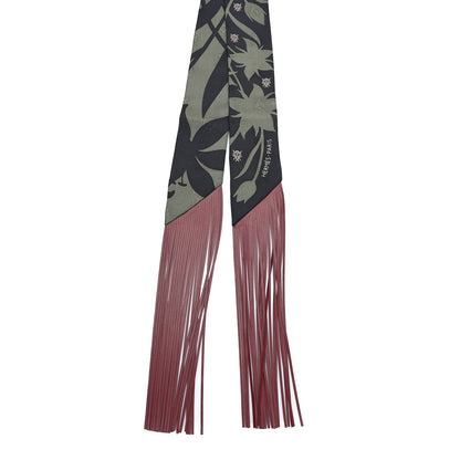 Hermes Silk Calfskin Bouquet Final Fringed Twilly Vert Loden Black 2 of 3