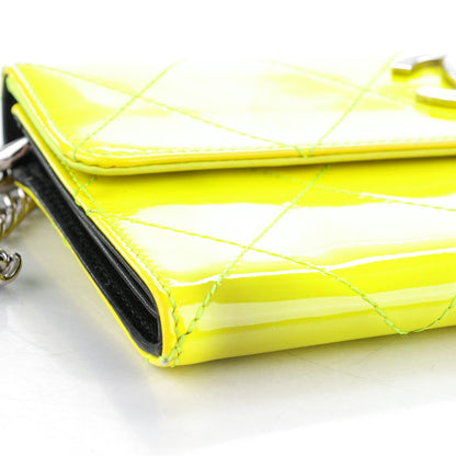 Chanel Patent Stitched CC Flap Wallet Clutch Yellow 15 of 15