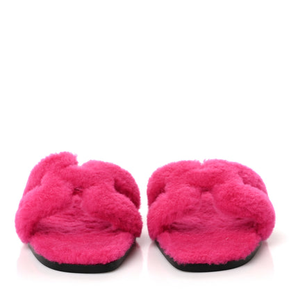 Hermes Woolskin Oran Sandals 36.5 Rose Fuchsia 2 of 7
