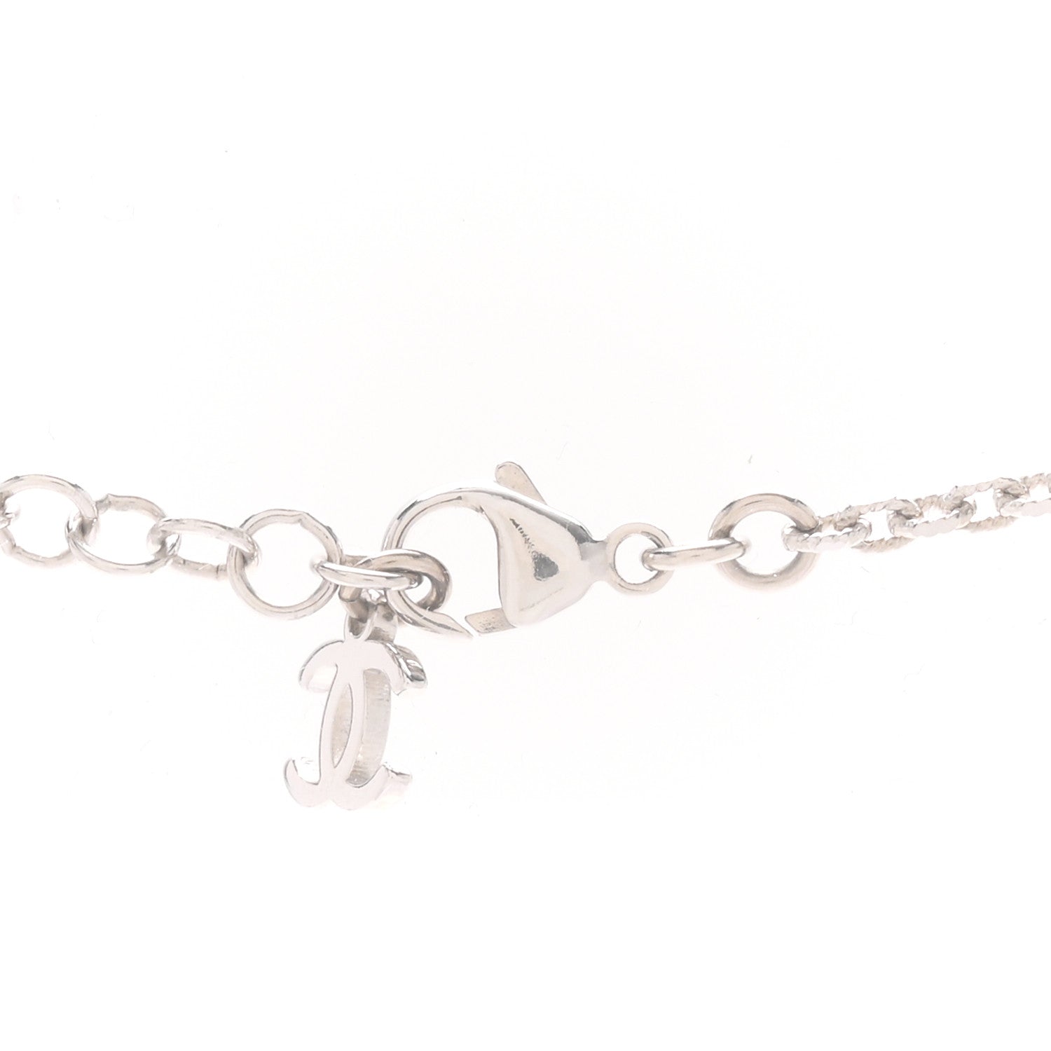 Chanel Crystal Pearl CC Star Necklace Silver 5 of 7