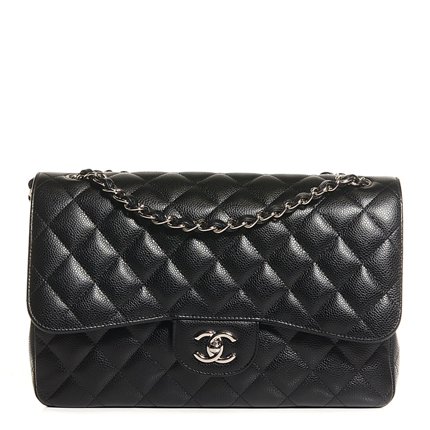 Caviar Quilted Jumbo Double Flap Black