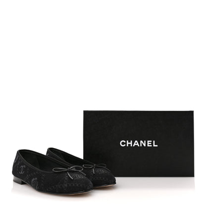 Chanel Denim Printed Cap Toe Ballerina Flats 39.5 Black White 12 of 12