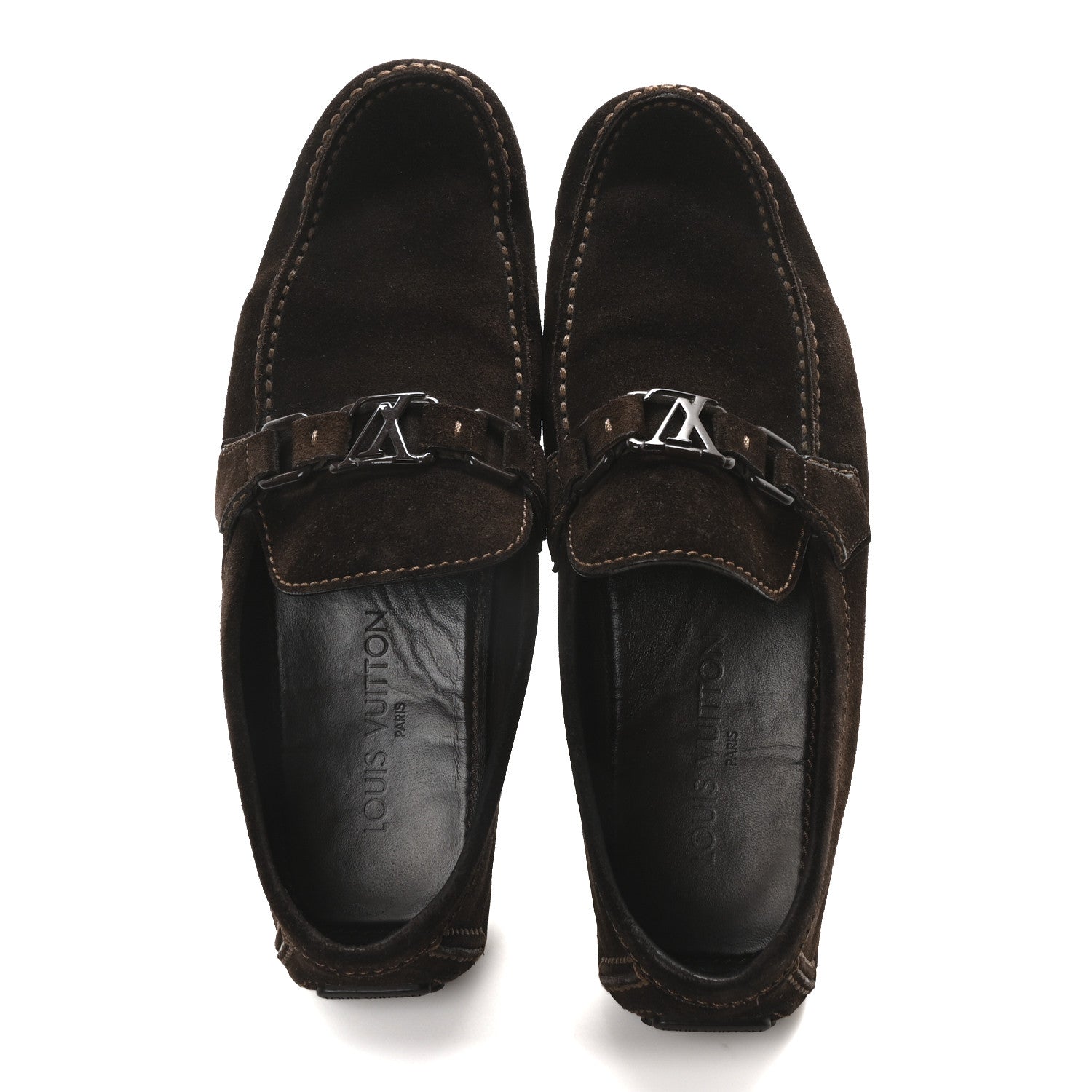 Louis Vuitton Mens Suede Monte Carlo Loafers 11 Brown 2 of 8