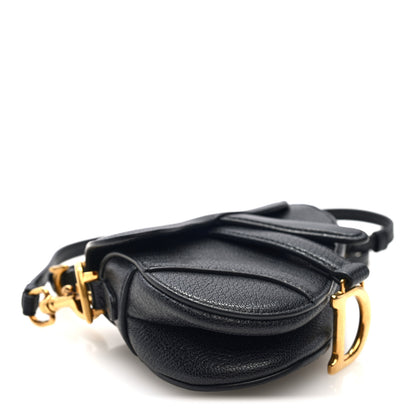 Christian Dior Goatskin Micro Saddle Bag With Strap Black 4 of 10