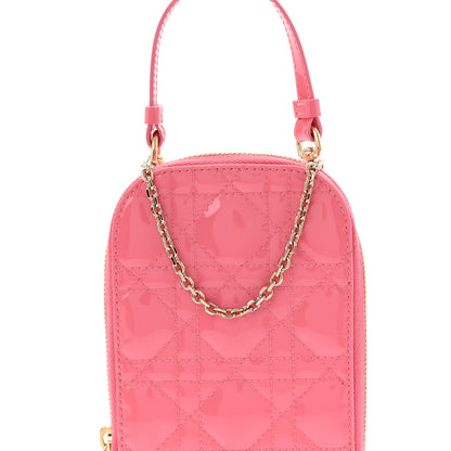 Christian Dior Patent Cannage Lady Dior Phone Holder Pink 8 of 11